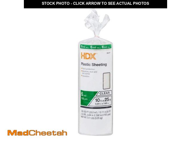 Lot 74-14390069 - HDX 10 ft. x 25 ft. Clear 6 mil Plastic Sheeting - UNUSED