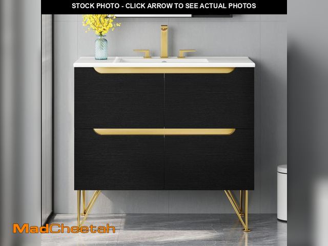 Lot 74-12395184 - DWVO 36 Inch Modern Bathroom Vanity with Three Holes Sink Combo,Free Standing Undermount Bathroom Va...