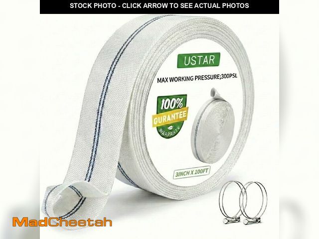 Lot 74-14271317 - Pool Backwash Hose, 3" Ãâ 100 FT Heavy Duty Discharge Hose with 2 Clamps, Fire Hose Anti-Kink Rei...
