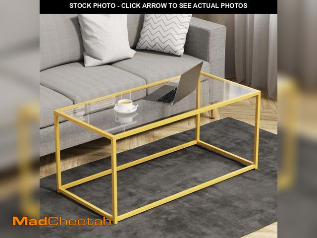 Lot 74-13766494 - Tempered Glass Coffee Table - Minimalist Center Table for Living Room, Office - Modern Top With Stur...