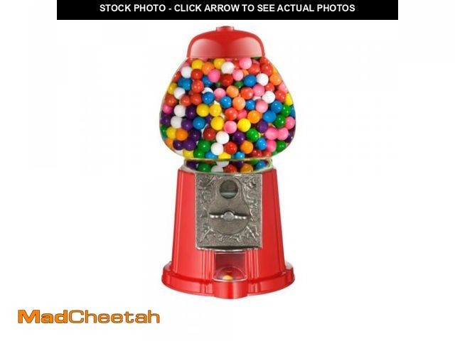Lot 74-12314862 - Vintage Gumball Machine - 11-Inch Retro-Style, Coin-Operated Cast Metal Vending Machine with Glass G...