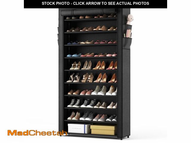 Lot 74-14052360 - ROJASOP 10 Tier Shoe Rack with Covers,Large Capacity Stackable Tall Shoe Shelf Storage to 50-55 Pair...