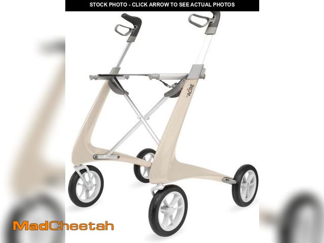 Lot 74-12288266 - byACRE Carbon Ultralight Rollator Walker with Organizer Bag, Wide Track, Oyster White - UNUSED