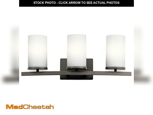 Lot 74-12544179 - KICHLER Crosby 23" 3 Light Vanity Light Satin Etched Cased Opal Olde Bronze,White - UNUSED