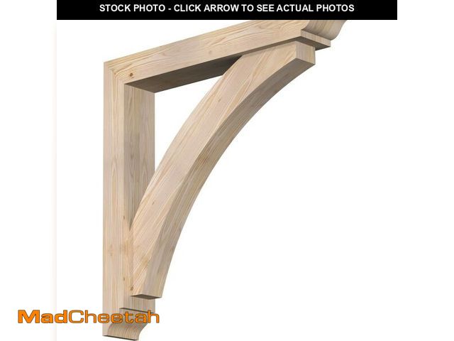 Lot 74-12785432 - 5 1/2"W x 34"D x 34"H Thorton Traditional Smooth Bracket w/Offset Brace, Douglas Fir - UNUSED