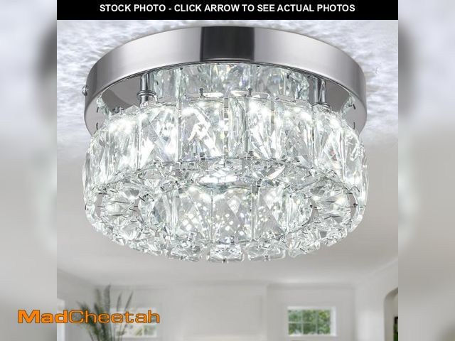 Lot 74-11545794 - 7.9 Inch Modern Mini Crystal Chandelier LED Flush Mount Ceiling Light - 16W 6000K Cool White, Round ...