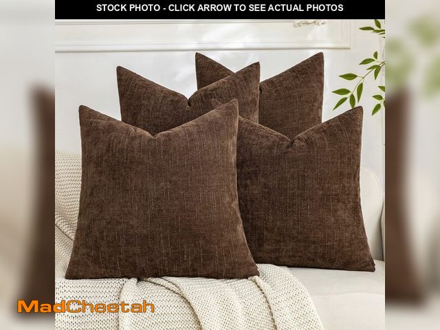 Lot 74-14266002 - Cozoomy Set of 4 Soft Textured Decorative Throw Pillow Covers 20x20 Inch Cozy Farmhouse Cushion Cove...