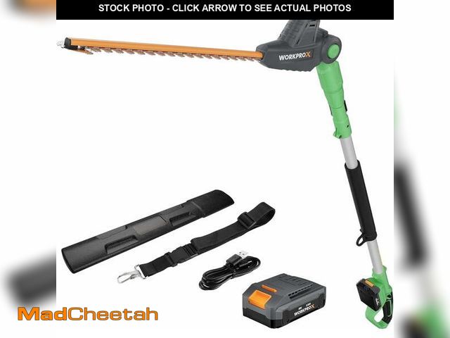 Lot 74-13778334 - WORKPROX 20V Cordless Pole Hedge Trimmer, 9.2 ft Reach, 11-Angle Adjustable Head with Extension Pole...