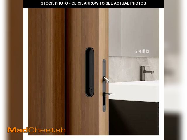 Lot 74-13714675 - Fihatokus 6" Black Pocket Door Lock with Edge Pull - Keyless Privacy Lock, Flush Mount Recessed Hand...