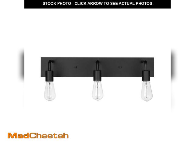 Lot 74-12557368 - Hampton Bay Northvale 24 in. 3-Light Matte Black Vanity Light with Dimmable Sockets for Bathroom - U...