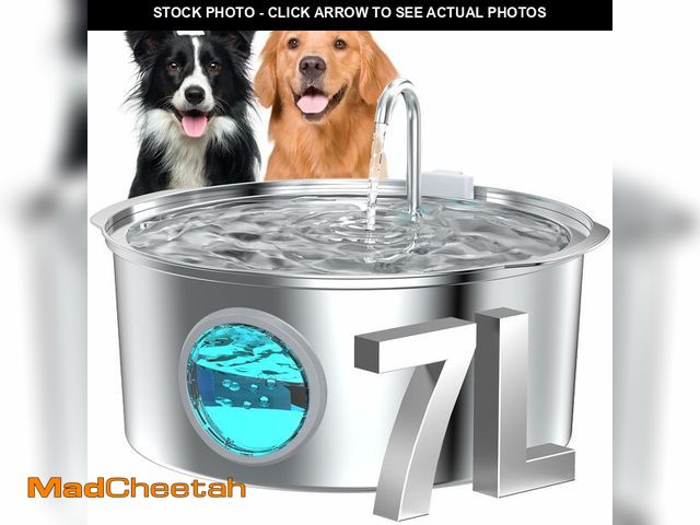 Lot 74-13542197 - Dog Water Fountain for Large Dogs: 7L/236oz/1.8G Dog Fountain Stainless Steel - Big Cat Drinking Fou...