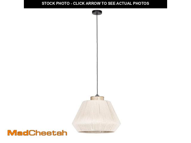 Lot 74-14113404 - Eglo Lanier 19 in. W x 81.30 in. H 1-Light Black Statement Pendant Light with Cream Textile Thread D...