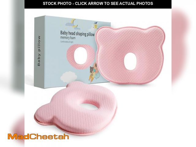 Lot 74-12309850 - MarBoost Soft and Breathable Baby Pillow with Memory Foam and Bear Design (Pink) - UNUSED