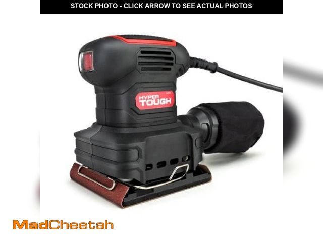 Lot 74-12422612 - Hyper Tough 2 Amp Corded 1/4 Sheet Palm Sander with Dust Bag  Vacuum Hose Adapter  Punch Plate &amp;...