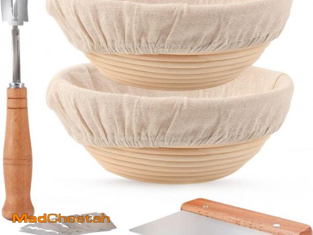 Lot 74-12528884 - DOYOLLA Proofing Baskets for Sourdough Bread Making, Dough Proofing Bowls Kit with Cloth Liner + Sco...