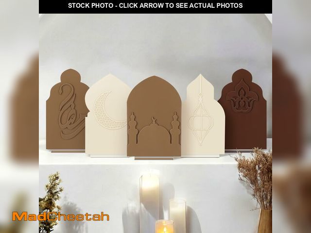 Lot 74-13576840 - Yookeer 5 Pcs Ramadan Table Sign Acrylic Islamic Eid Mubarak Table Decor Monochrome Ramadan Mubarak ...