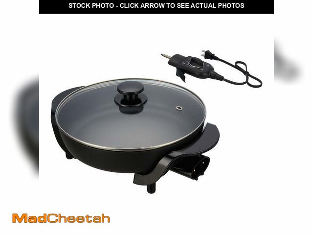 Lot 74-12556494 - Mainstays 12" Round Ceramic Skillet, Black,Nonstick, 1200W, Removable Temp Control, Dishwasher Safe ...