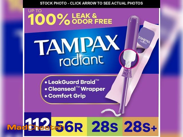 Lot 74-12717648 - Tampax Radiant Tampons for Women Multipack, with LeakGuard Braid, Regular/Super/Super Plus Absorbenc...