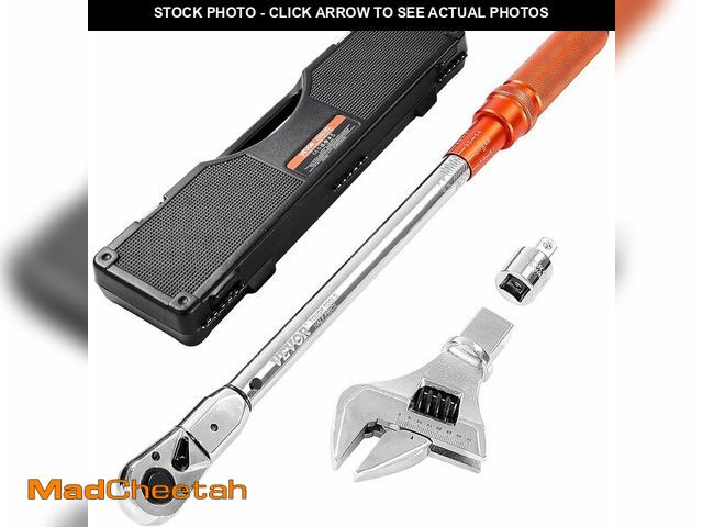 Lot 74-13331822 - VEVOR Adjustable Torque Wrench 1/2 Inch Drive, 20-160Ft.lb/27.1-216.8Nm, 38MM Open End, 3/8 Inch Dri...