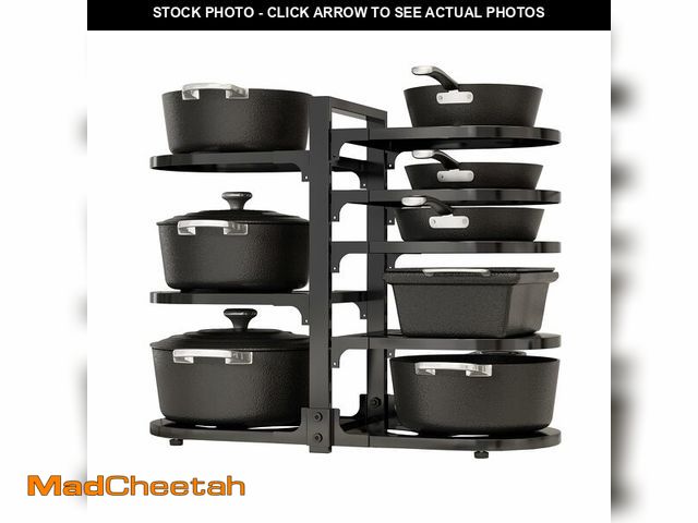 Lot 74-13960511 - Fovkdcvw Adjustable Heavy Duty Pots and Pans Organizer Under Cabinet, 8-Tier Pot and Pan Organizers ...