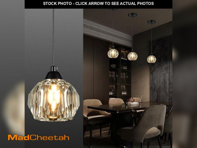 Lot 74-12315095 - Weesalife Crystal Chandeliers for Dining Room Lights Fixture Over Table, 1-Light Black Modern Pendan...