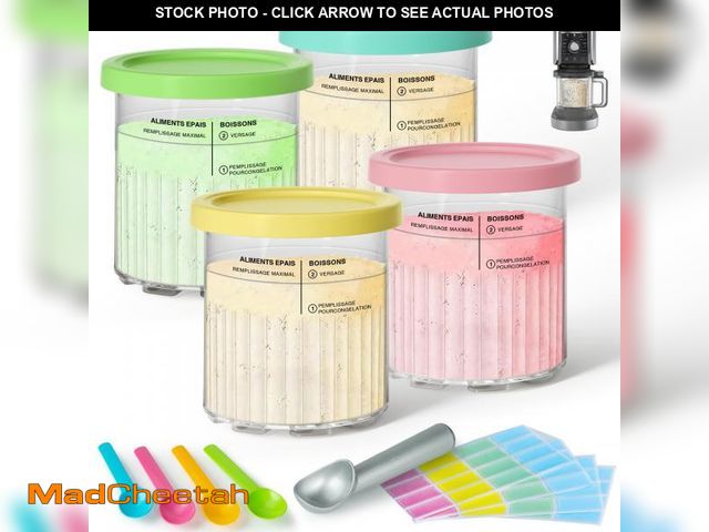Lot 74-12431958 - 4 Pack Creami Deluxe Pints &amp; Lids for Ninja, 24 Oz Compatible with NC500 NC501 Series Ice Cream ...
