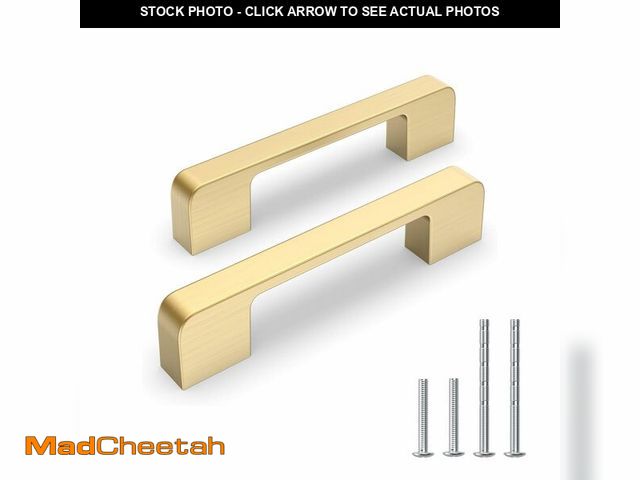 Lot 74-14477885 - Lepatape 10 Pack 4 Inch Brushed Gold Cabinet Pulls Solid Zinc Alloy Gold Cabinet Handles - Brushed B...