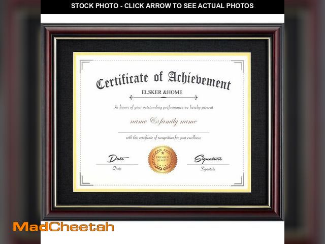 Lot 74-14425752 - ELSKER&amp;HOME 8.5x11 Diploma Frame with Black Mat,Real Wood Mahogany - UNUSED