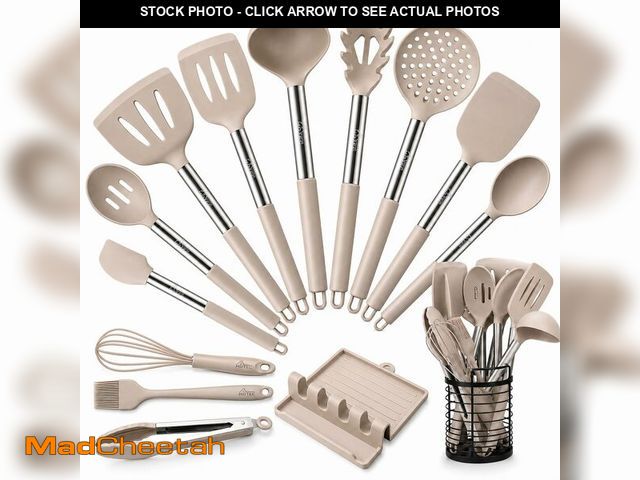 Lot 74-14268302 - HOTEC 446ÃÂ°F Heat Resistant Silicone Kitchen Utensils, Cooking Utensil Set, Spatula Set, BPA Free,...