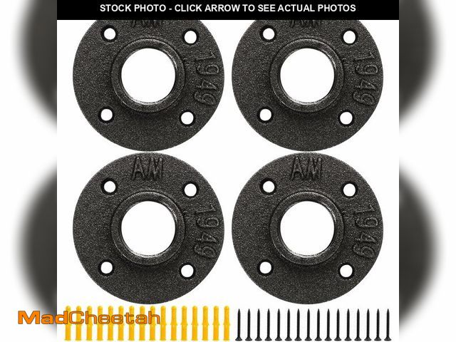 Lot 74-12712925 - HomiShare Floor Flange 2" Pipe Flange 4Pcs Industrial Malleable Iron Pipe Fittings with 4 Threaded H...