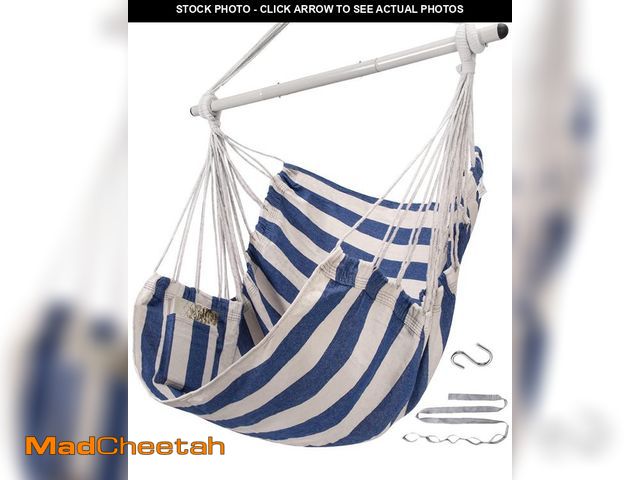 Lot 74-12432382 - ADVOKAIR Hammock Chair Swing (500 lbs Max) - Hanging Hammock Chair Rope Swing Indoor for Bedroom, Ou...