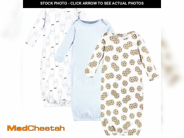 Lot 74-13631027 - Touched by Nature Unisex Baby Organic Cotton Gowns, Cookies And Milk, 0-6 Months - USED