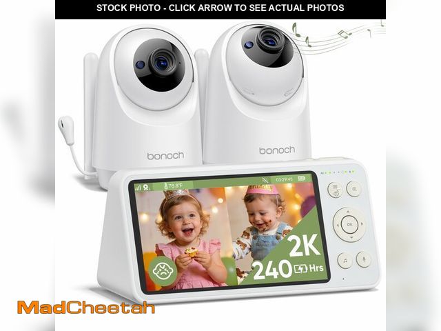 Lot 74-14145474 - bonoch 2K Baby Monitor with 2 Cameras, 5.5" Split Screen Dual Video Monitor, 240hrs Battery, 1600ft ...