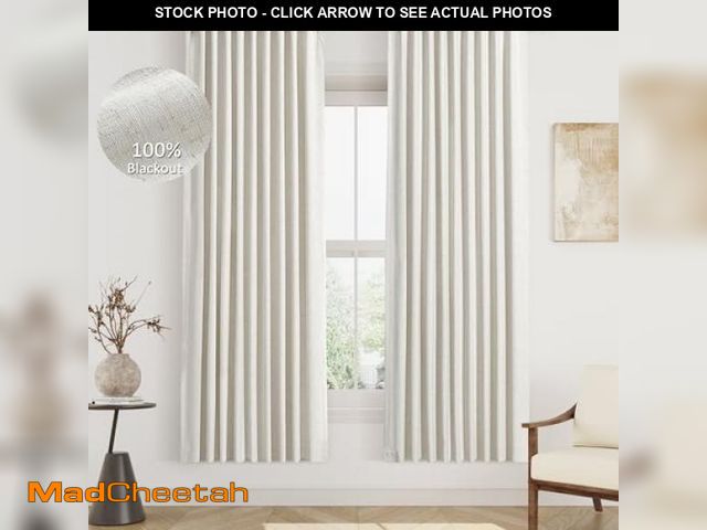Lot 74-11551200 - Hokibero Natural Linen Blackout Curtains 78 Inch Length 2 Panels Set for Bedroom Back Tab Neutral Pl...