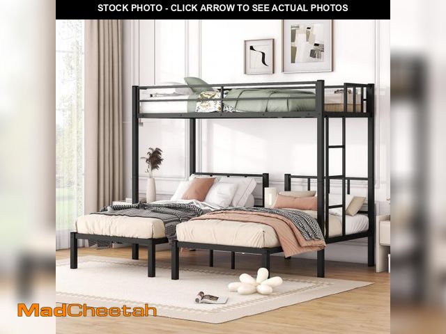 Lot 74-12197529 - Twin Over Twin Over Twin Triple Bunk Bed for Kids,3 Bed Bunk Beds for 3,Metal Triple Bunk Beds with ...