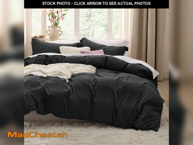Lot 74-12698668 - Bedsure Black California King Duvet Cover - Prewashed Cotton-Like Extra Soft Bedding Set, Includes 1...