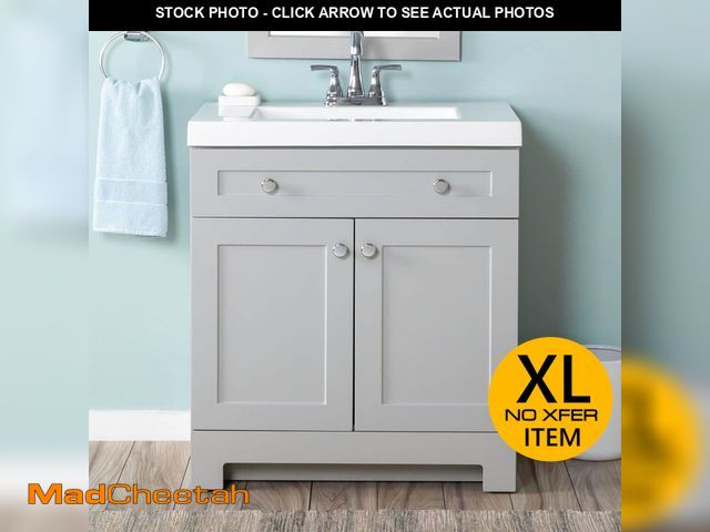 Lot 74-13286913 - Glacier Bay Everdean 31 in. Single Sink Pearl Gray Bath Vanity with White Cultured Marble Top (Assem...