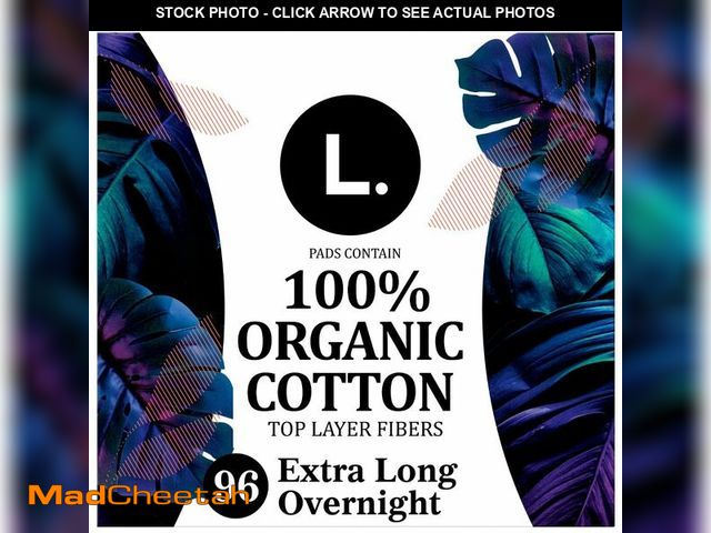 Lot 74-12604569 - L. Ultra Thin Pads for Women, Overnight Absorbency, Organic Cotton Top Layer, Unscented Pads with Wi...