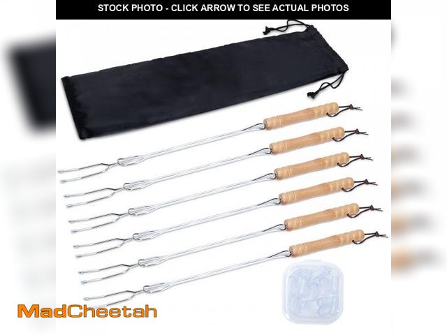 Lot 74-12437045 - HENGI 6 Pack Marshmallow Sticks for Fire Pit, 30" Extendable Long Smores Sticks, Hot Dog Sticks for ...