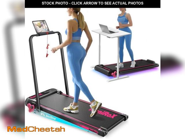 Lot 74-12189935 - RuniRoX Walking Pad Treadmill with Incline, 3 in 1 Portable with Handle Bar and Lights, Under Desk f...