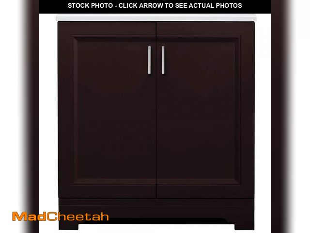 Lot 74-12510682 - Glacier Bay Willowridge 30.5 in. W x 18.75 in. D x 34.375 in. H Single Sink Bath Vanity in Carob wit...