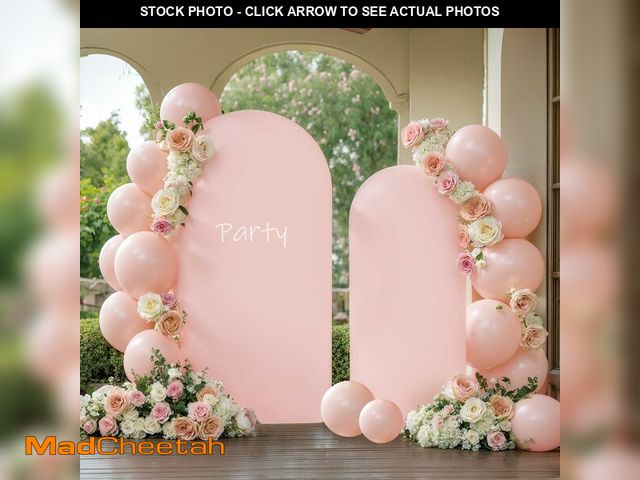 Lot 74-14151670 - Pink Arch Cover 2 Set - 7.2 and 6ft Pink Arch Backdrop Cover Spandex Wedding Arch Stand Covers for B...