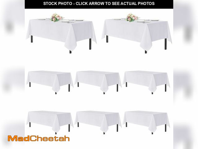 Lot 74-12607280 - sancua White Table Cloths Rectangle, 8 Pack Tablecoths for 6 Foot Tables - Washable Polyester Fabric...