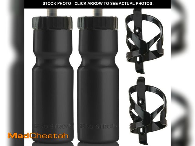 Lot 74-14206747 - Bike Water Bottle Holder &amp; Bottle Combo Ã¢â¬â 2-Pack 22 oz Sports Squeeze Bottles with Pull T...