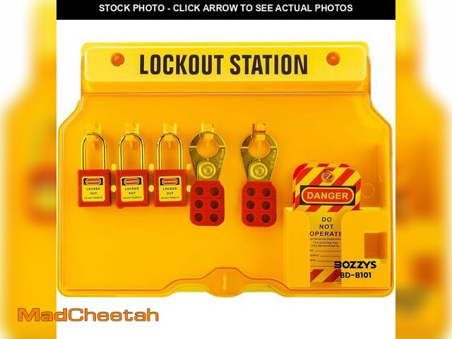 Lot 74-13835580 - BOZZYS Lockout Tagout Kit &amp; Station | 25-Positions for 20 Loto Locks &amp; 4 Hasps | 20 Tags &am...