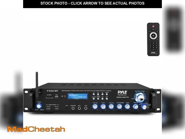 Lot 74-14591403 - Pyle 3000W Multi-Channel Bluetooth Wireless Power Amplifier - Rack Mount - Stereo Receiver w/ FM Rad...