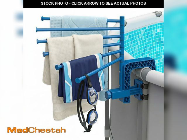 Lot 74-14331158 - Aquajoyer Poolside Pool Towel Rack Outdoor for Above Ground Round Pools, Stainless Steel Swivel Pool...