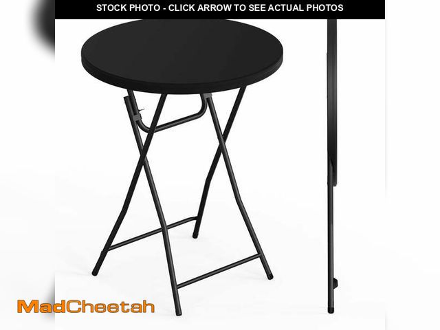 Lot 74-14608423 - WASUHE 32in Folding Cocktail Table, Round Plastic Bar Height Folding Table w/Thick Table Top, Ideal ...