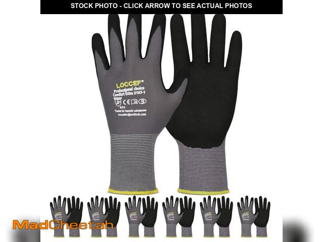 Lot 74-12714269 - LOCCEF Work Gloves MicroFoam Nitrile Coated-6 Pairs,Seamless Knit Nylon Gloves,Gray Work gloves(6/XS...