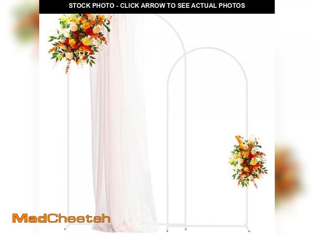Lot 74-12119908 - Putros Metal Arch Backdrop Stand White Wedding Backdrop Stand Set of 2 (7.2FT,6FT) Square Arch Frame...